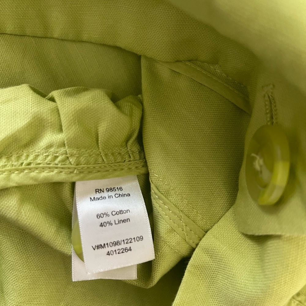 Coldwater Creek Women’s Size 12 Lime Green Button 3/4 Sleeve Jacket - Picture 10 of 11